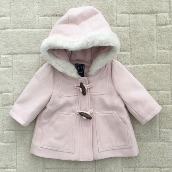 GAP Other - Baby Gap 0-6m Pink Faux Fur Duffle Coat, EUC